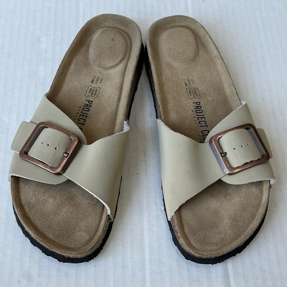 Project Cloud Womens Slides Beach Leather Sandals US 10 Memory Foam Lightweight